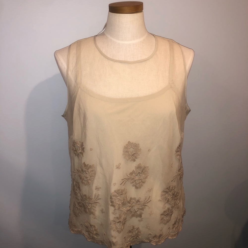 Talbots Cream and Beige Embroidered Skirt Set - Picture 3 of 11